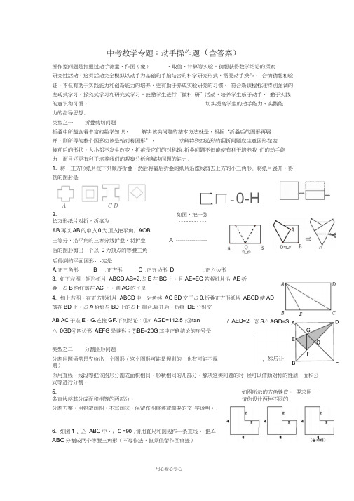聊城市中考数学专题复习讲义动手操作