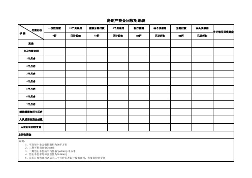 房地产资金回收明细表模板