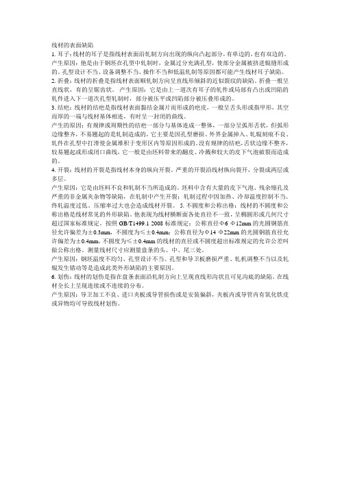 线材的表面缺陷