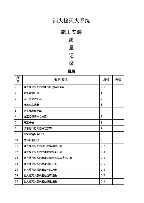 消火栓灭火系统施工安装全程验收记录