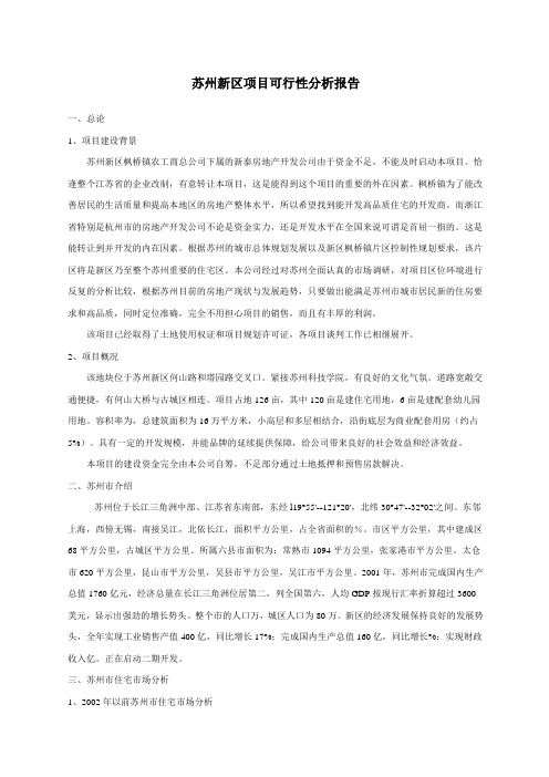苏州新区项目可行性分析报告