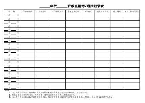 消毒通风汇总表