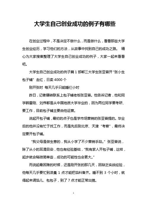 大学生自己创业成功的例子有哪些