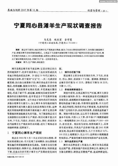 宁夏同心县滩羊生产现状调查报告