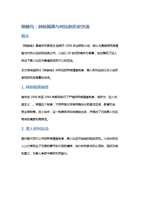 《荆棘鸟》：种族隔离与对抗的历史洪流