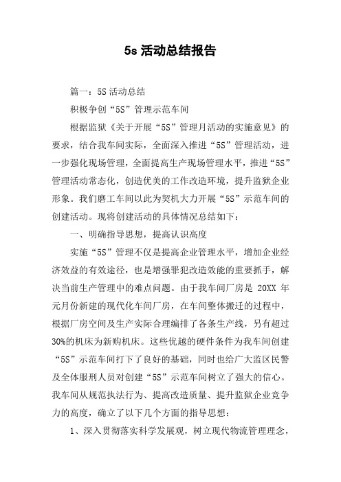 5s活动总结报告[工作范文]