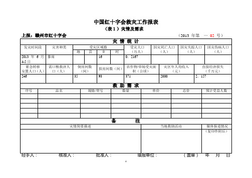 中国红十字会救灾报表..
