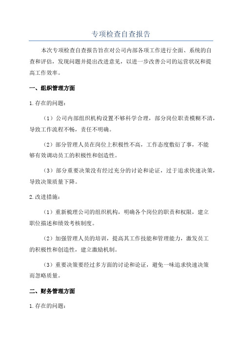 专项检查自查报告
