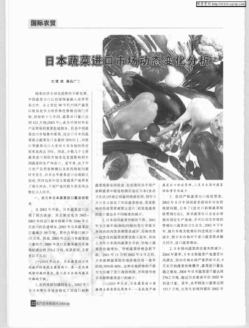日本蔬菜进口市场动态变化分析