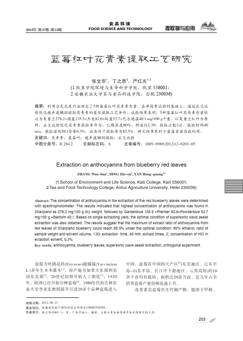 蓝莓红叶花青素提取工艺