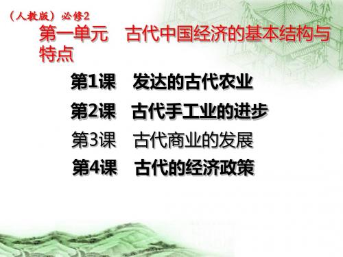 人教版高中历史必修2第一单元第3课 古代商业的发展
