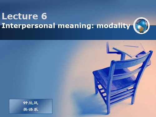 lecture 6 情态Interpersonal meaning modality 系统功能语言学概论课件