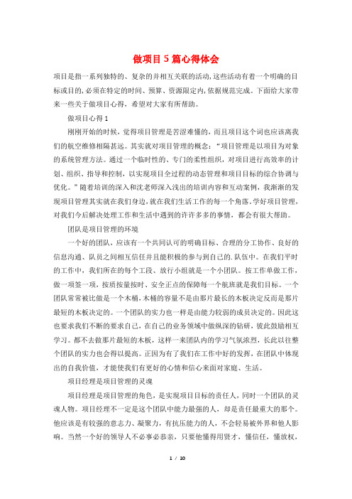 做项目5篇心得体会