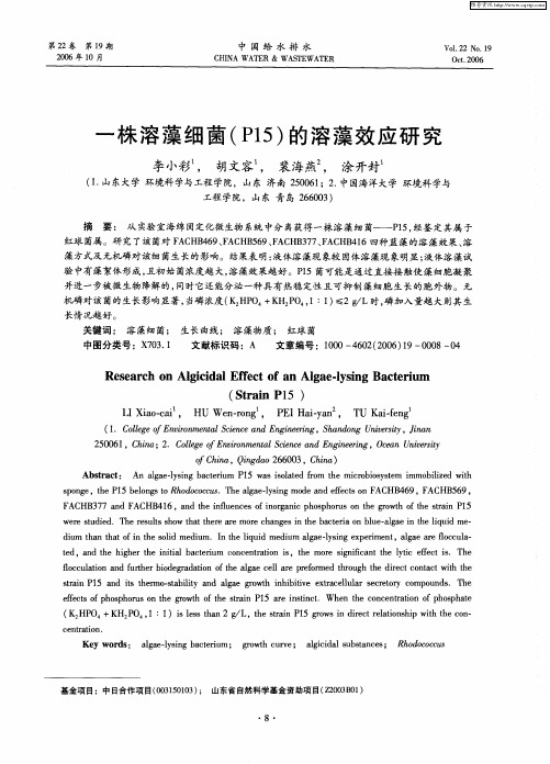 一株溶藻细菌(P15)的溶藻效应研究
