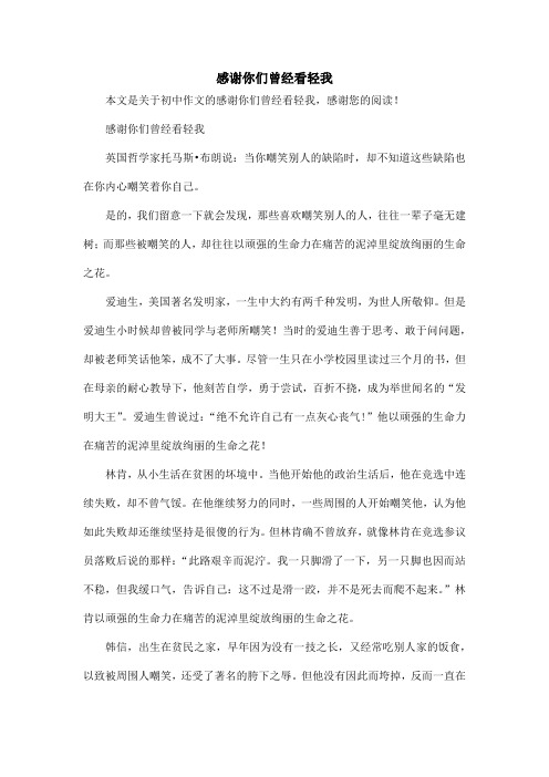 感谢你们曾经看轻我_初中作文