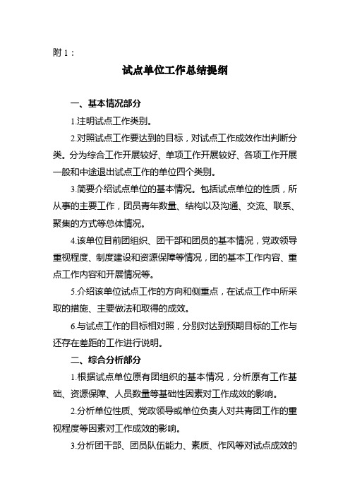 试点单位工作总结提纲