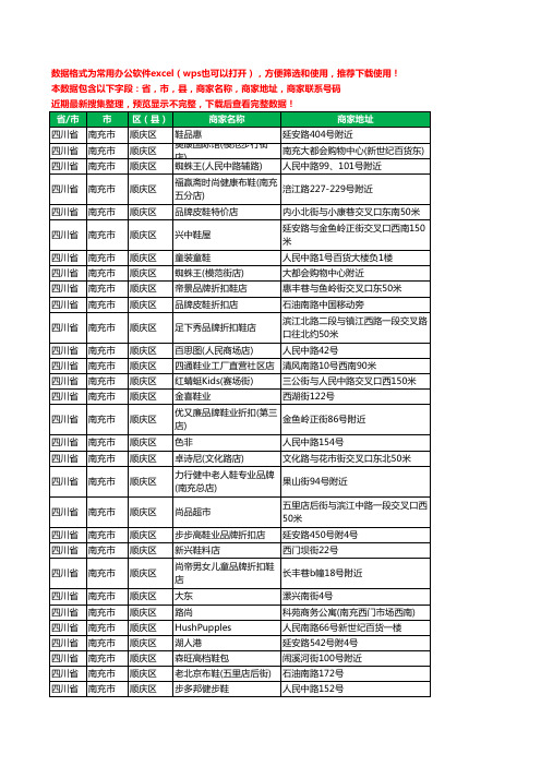 2020新版四川省南充市顺庆区鞋工商企业公司商家名录名单黄页联系电话号码地址大全223家