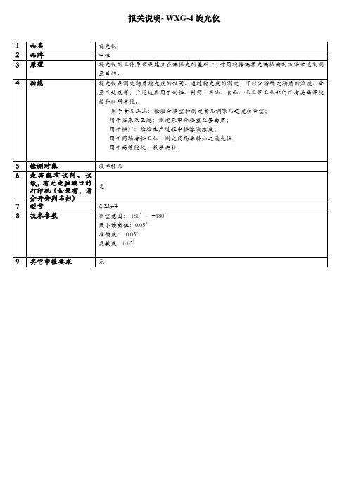 报关说明-旋光仪 WXG-4