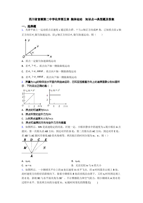 四川省富顺第二中学化学第五章 抛体运动  知识点-+典型题及答案