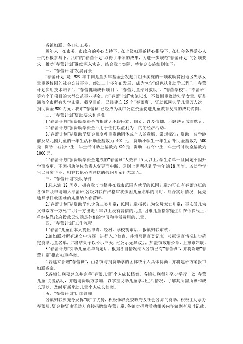 春蕾计划实施细则