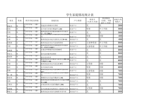 12学生家庭情况统计表