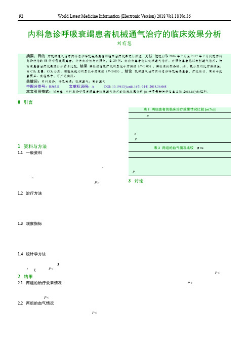 内科急诊呼吸衰竭患者机械通气治疗的临床效果分析
