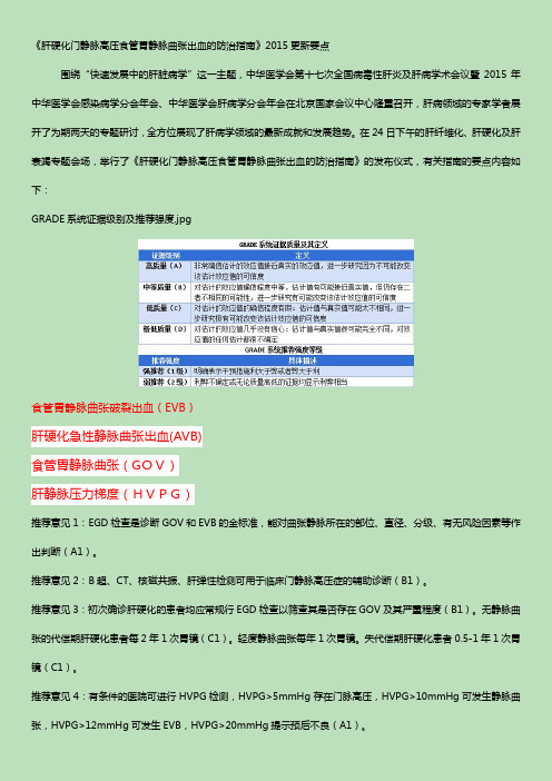 《肝硬化门静脉高压食管胃静脉曲张出血的防治指南》2015更新要点