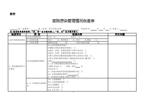 医院感染管理自查表【范本模板】