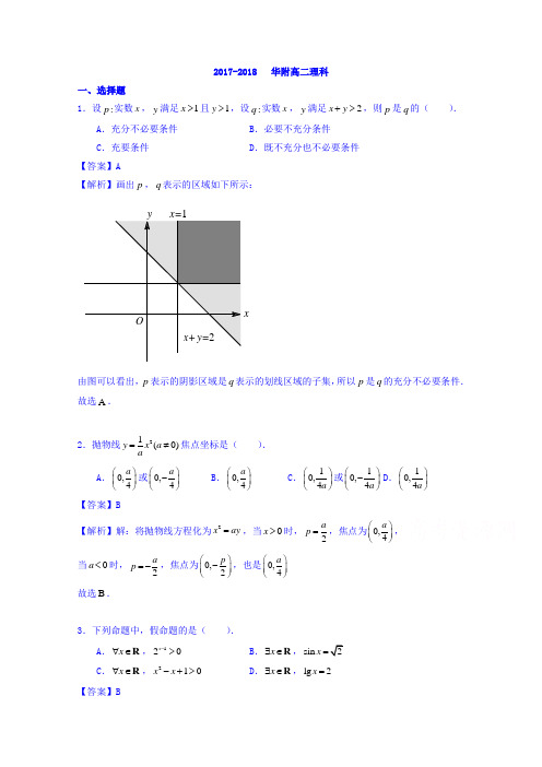 广东省华南师范大学附属中学2017-2018学年高二10月月考数学(理)试题