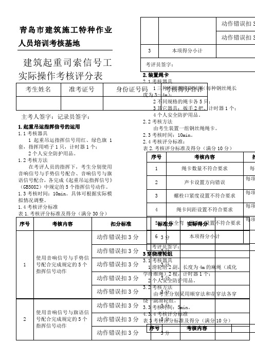 起重司索信工实操试卷