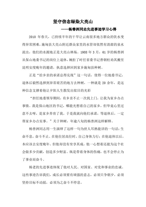坚守信念绿染大亮山