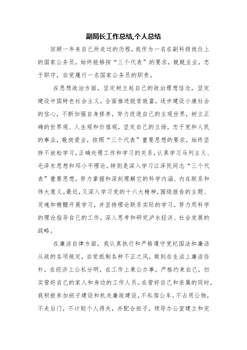 副局长工作总结,个人总结【精品范文】