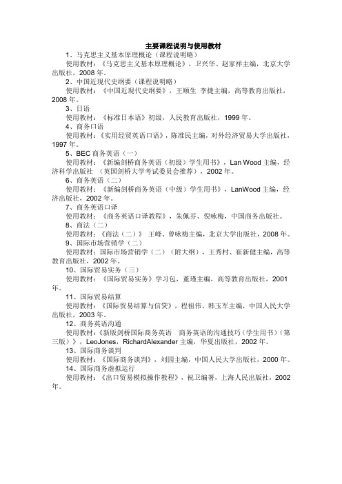 江苏南航自考商务英语本科段使用教材