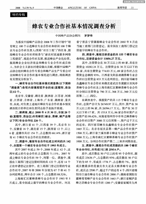 蜂农专业合作社基本情况调查分析