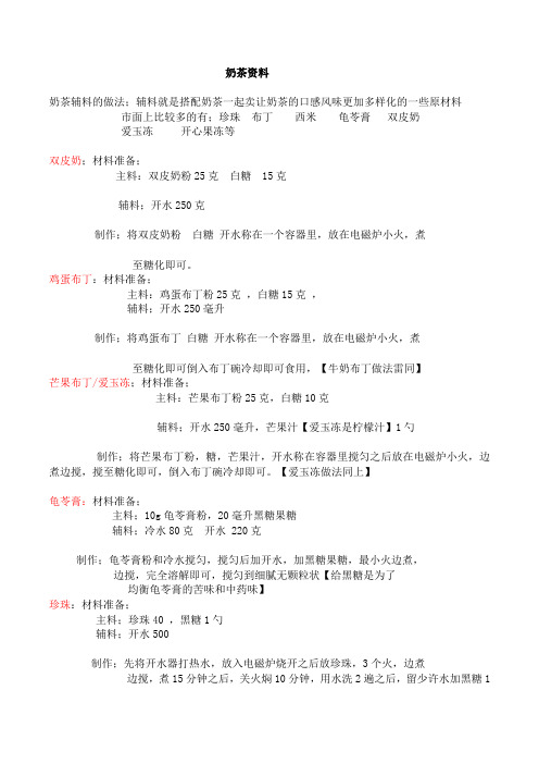 奶茶资料