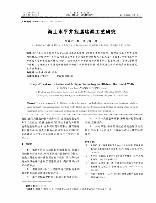 海上水平井找漏堵漏工艺研究
