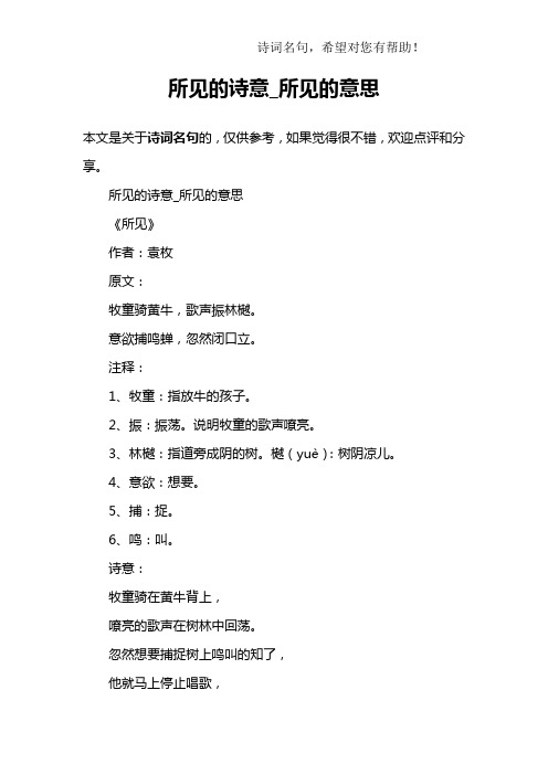所见的诗意_所见的意思