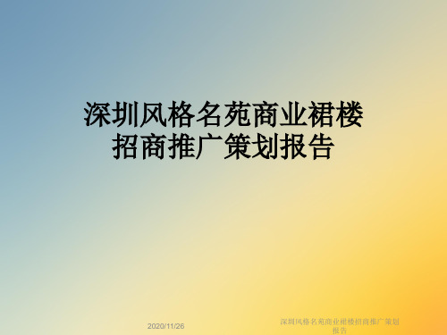 深圳风格名苑商业裙楼招商推广策划报告