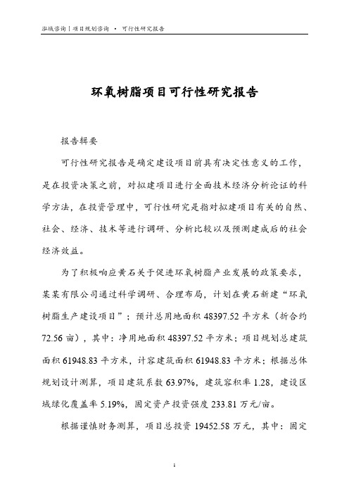 环氧树脂项目可行性研究报告