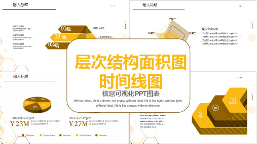 层次结构面积图、时间线图可视化PPT图表
