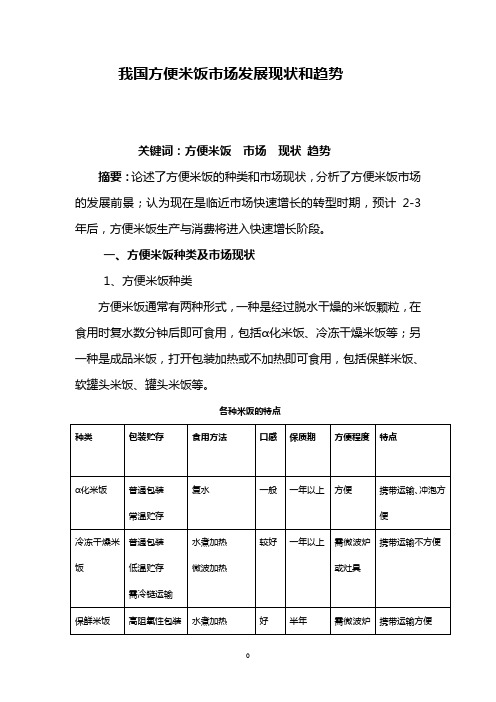 我国方便米饭产业现状及发展趋势
