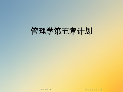 管理学第五章计划