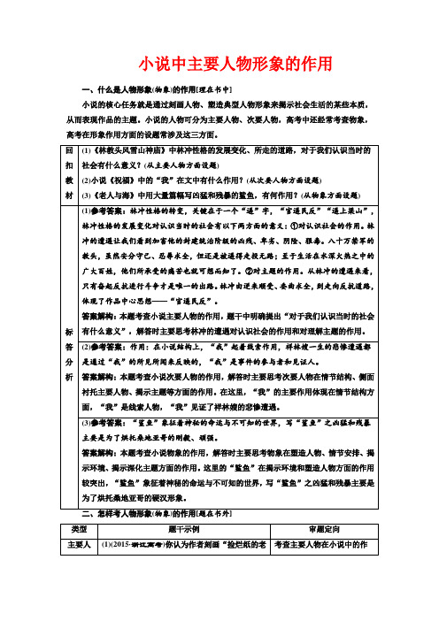 小说中主要人物形象的作用