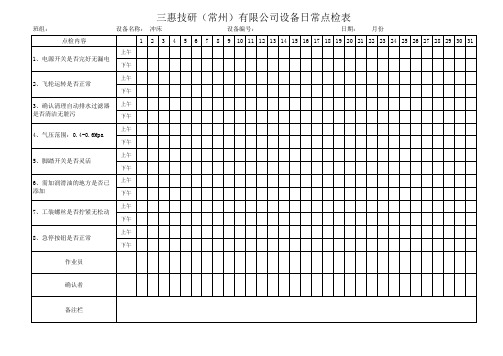 冲床设备点检表