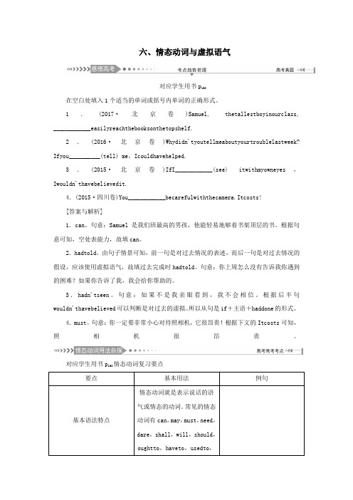 (新课标)2021高考英语一轮总复习语法六、情态动词与虚拟语气教案牛津译林版