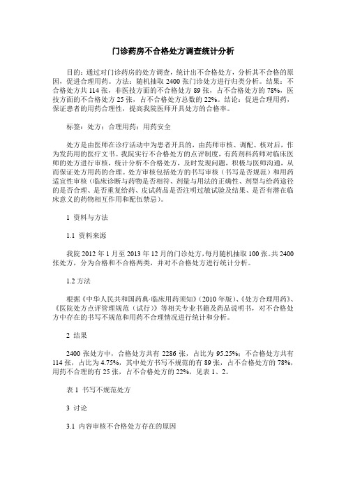 门诊药房不合格处方调查统计分析