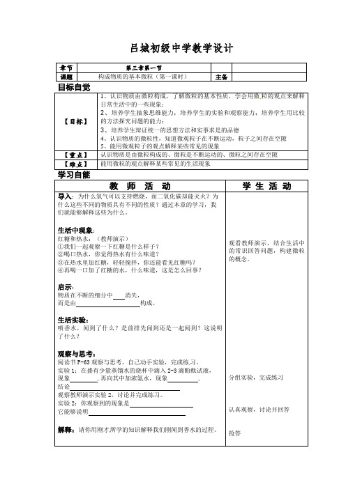 构成物质的基本微粒教案