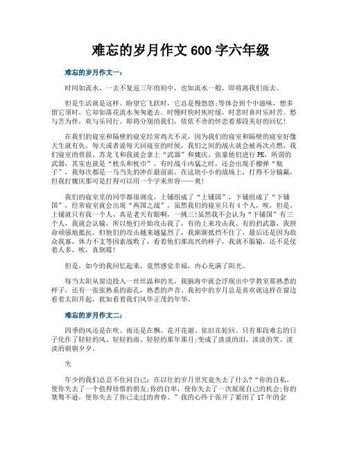难忘的岁月作文600字六年级