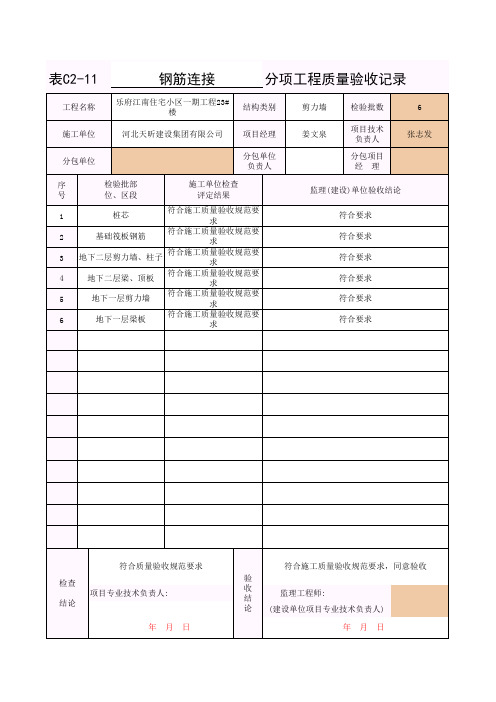 钢筋连接 验收表格