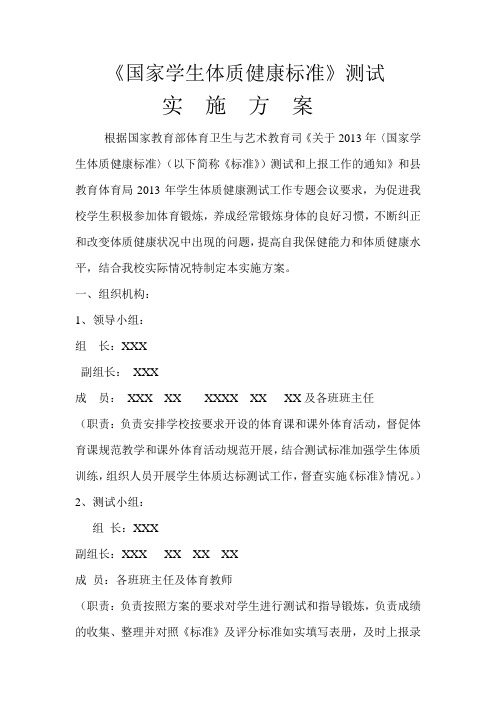 体质健康标准测试方案